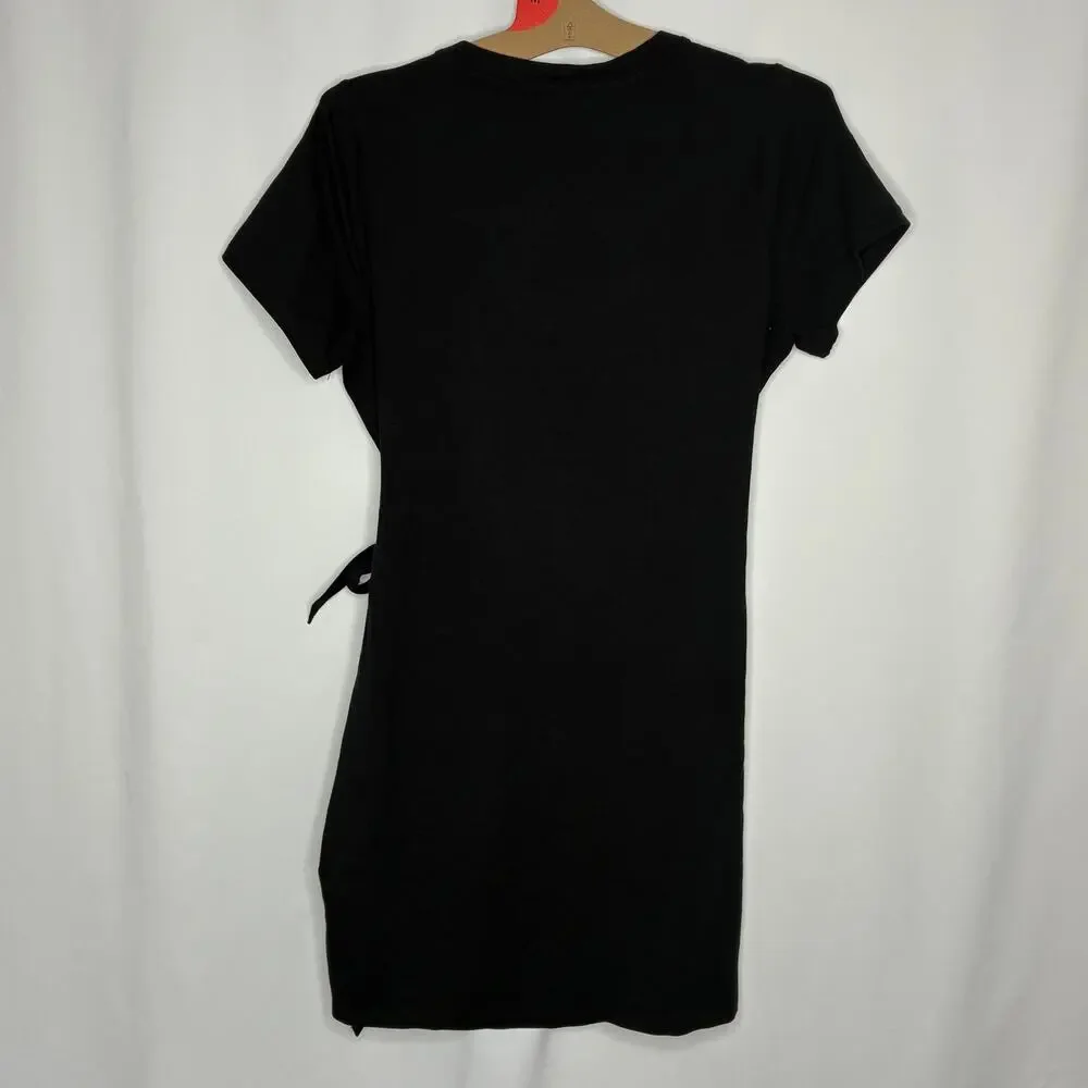 Threads 4 Thought Black Wrap Front Mini Dress Short Sleeve Casual Womens Medium